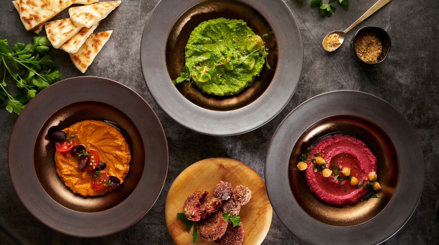 フムス 赤パプリカ ビーツ プティポワとケール|ア・ターブル!